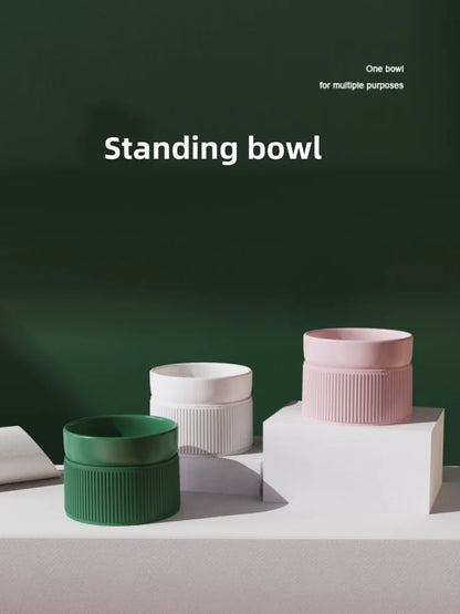Elevated Ceramic Cat & Dog Bowl Feeder - Double Bowl Set