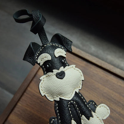 Charming Puppy-Themed Cowhide Key Chains & Backpack Charms