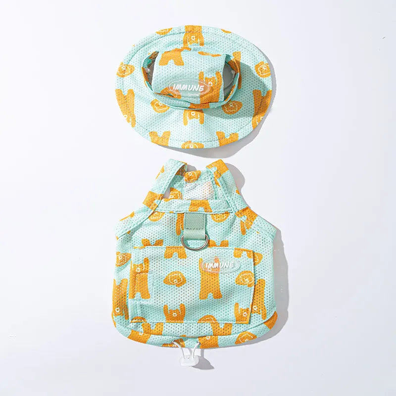 Mystery Paw Summer Dog Vest and Hat Set
