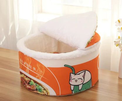 Instant Noodle Cozy Nest Bed for Cat, Cat Bed