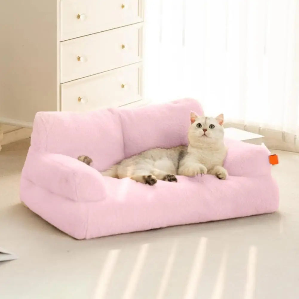 Mystery Paw Plush Pet Bed - Cozy Couch for Cats & Dogs