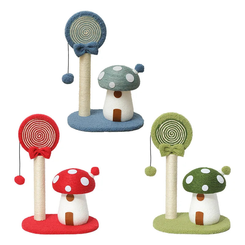 Mystery Paw Mushroom Cat Tree Scratcher - Natural Sisal