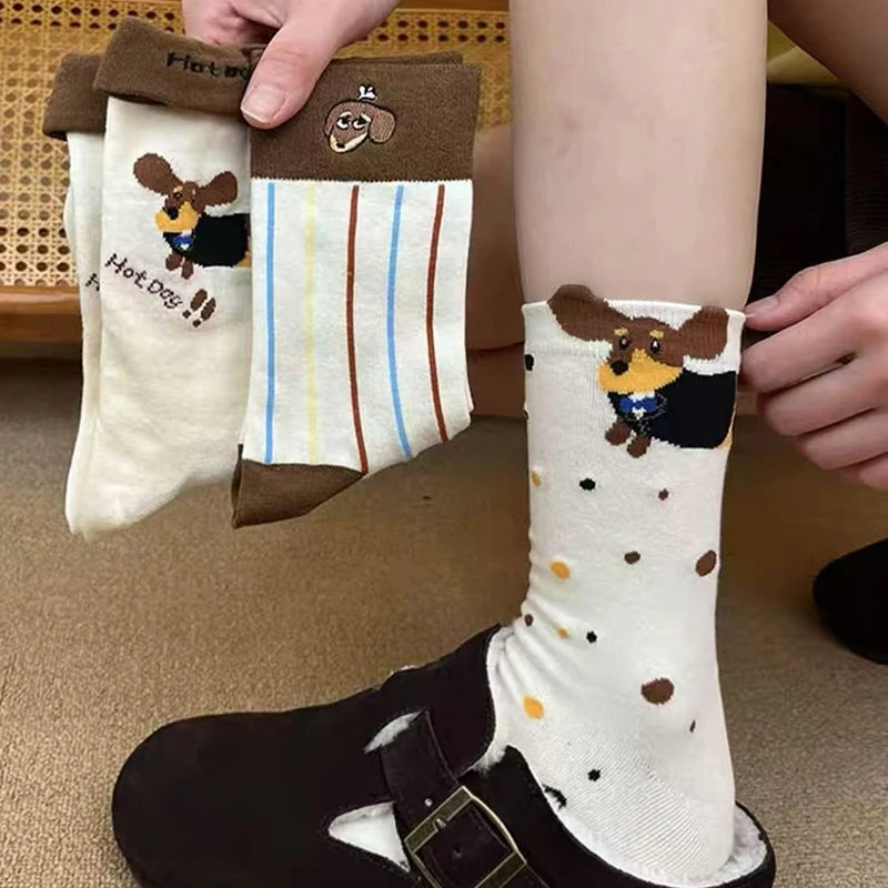 Playful Cartoon Sausage Dog Socks for Pet Lovers