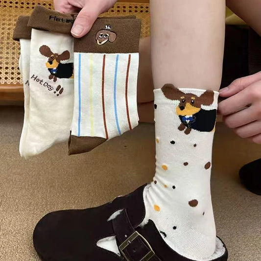 Playful Cartoon Sausage Dog Socks for Pet Lovers