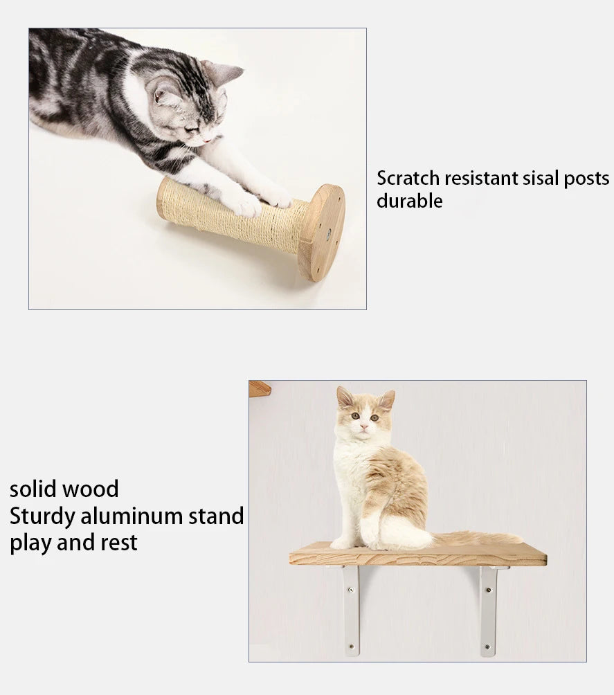 Mystery Paw Wall-Mounted Cat Playground: Climb, Scratch, Lounge!