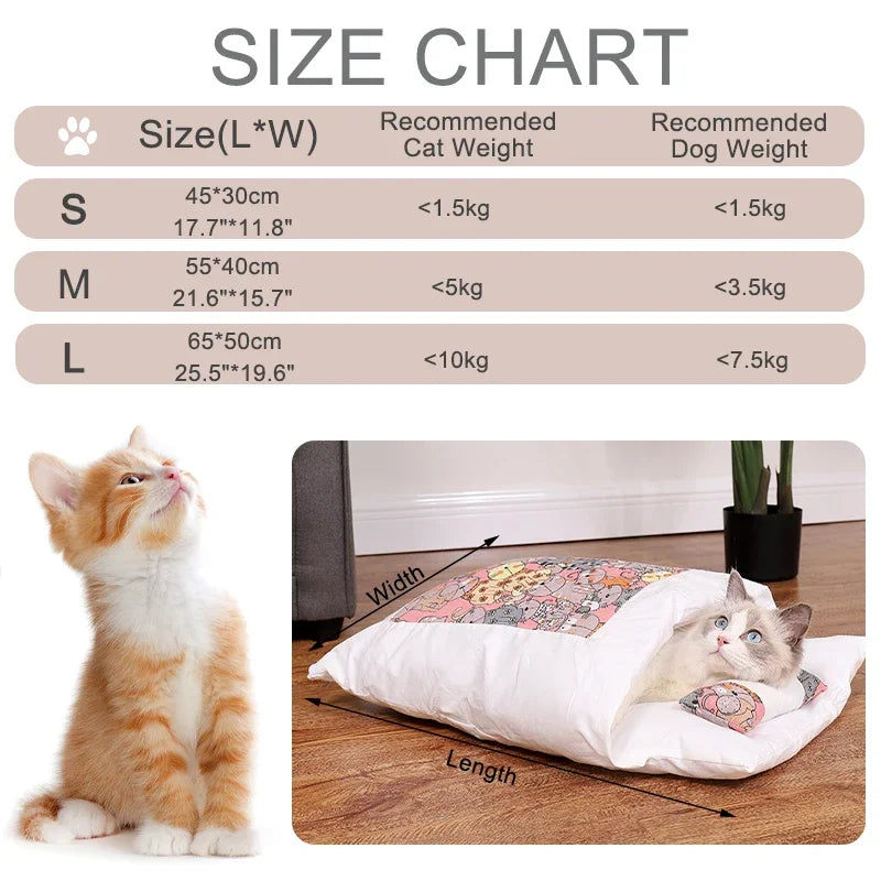 Kawaii Removable Washable Cat Bed House - Cozy Cave for Cats & Small Dogs