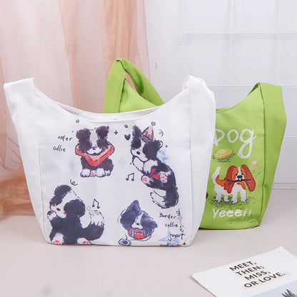 Mystery Paw Fresh Green Puppy Shoulder Bag - Stylish and Spacious Tote