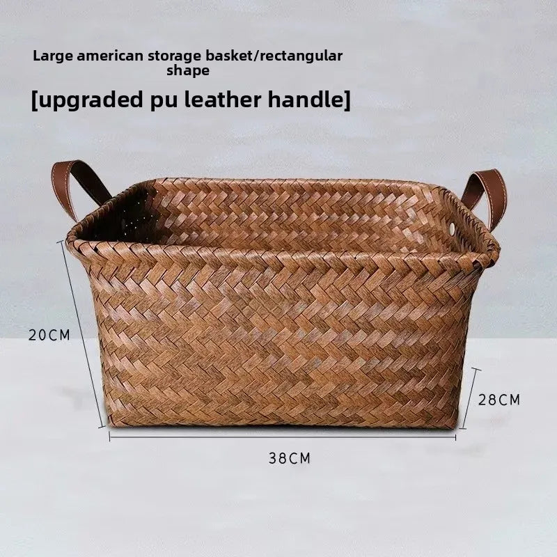 Stylish Plastic Woven Pet Toy Organizer with PU Handle