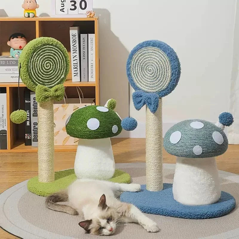 Mystery Paw Mushroom Cat Tree Scratcher - Natural Sisal