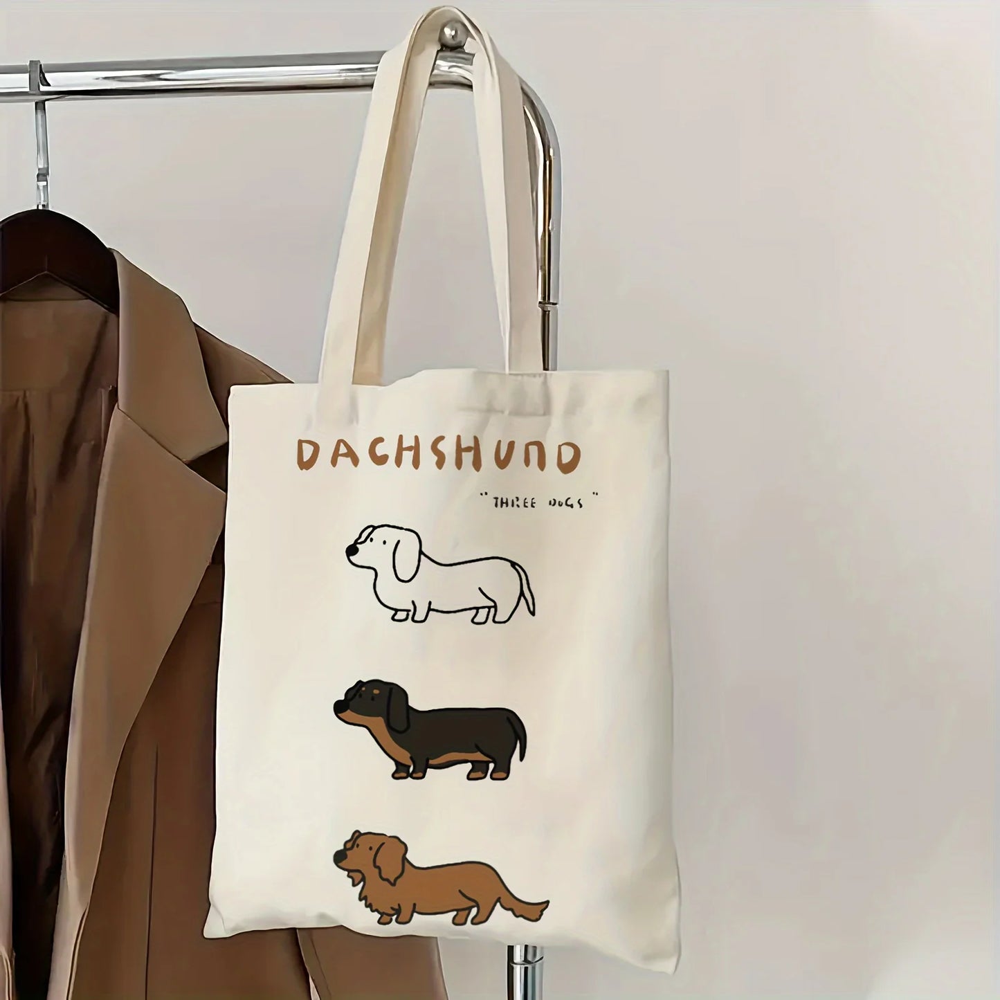 Dachshund Delight Canvas Tote Bag - Adorable Sausage Dog Design for Pet Lovers