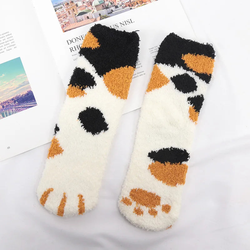 Kawaii Animal Paw Pattern Socks - Cozy 3D Dog & Cat Design