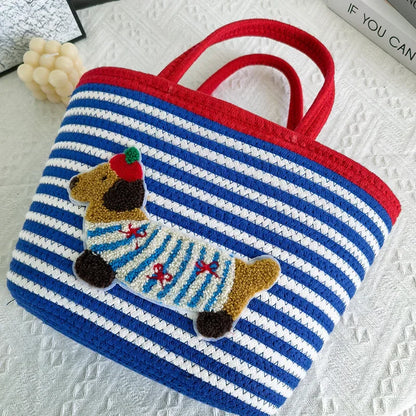 Trendy Large Capacity Cotton Rope Dog Shoulder Bag