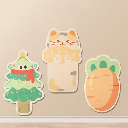 Mystery Paw Vertical Wall Sticker Cat Scratch Board - Cartoon Christmas Tree Carrot Design