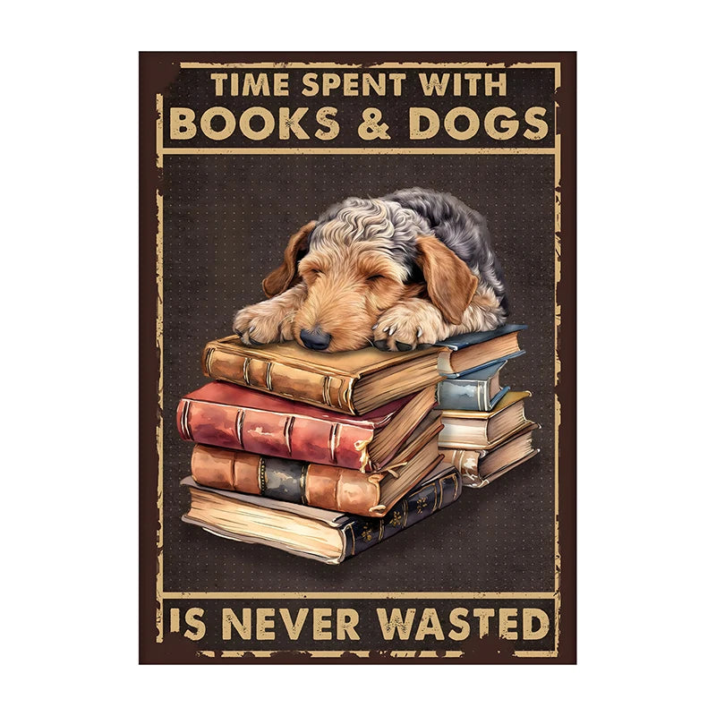 Charming Dog & Books Canvas Print - Perfect for Dog Lovers