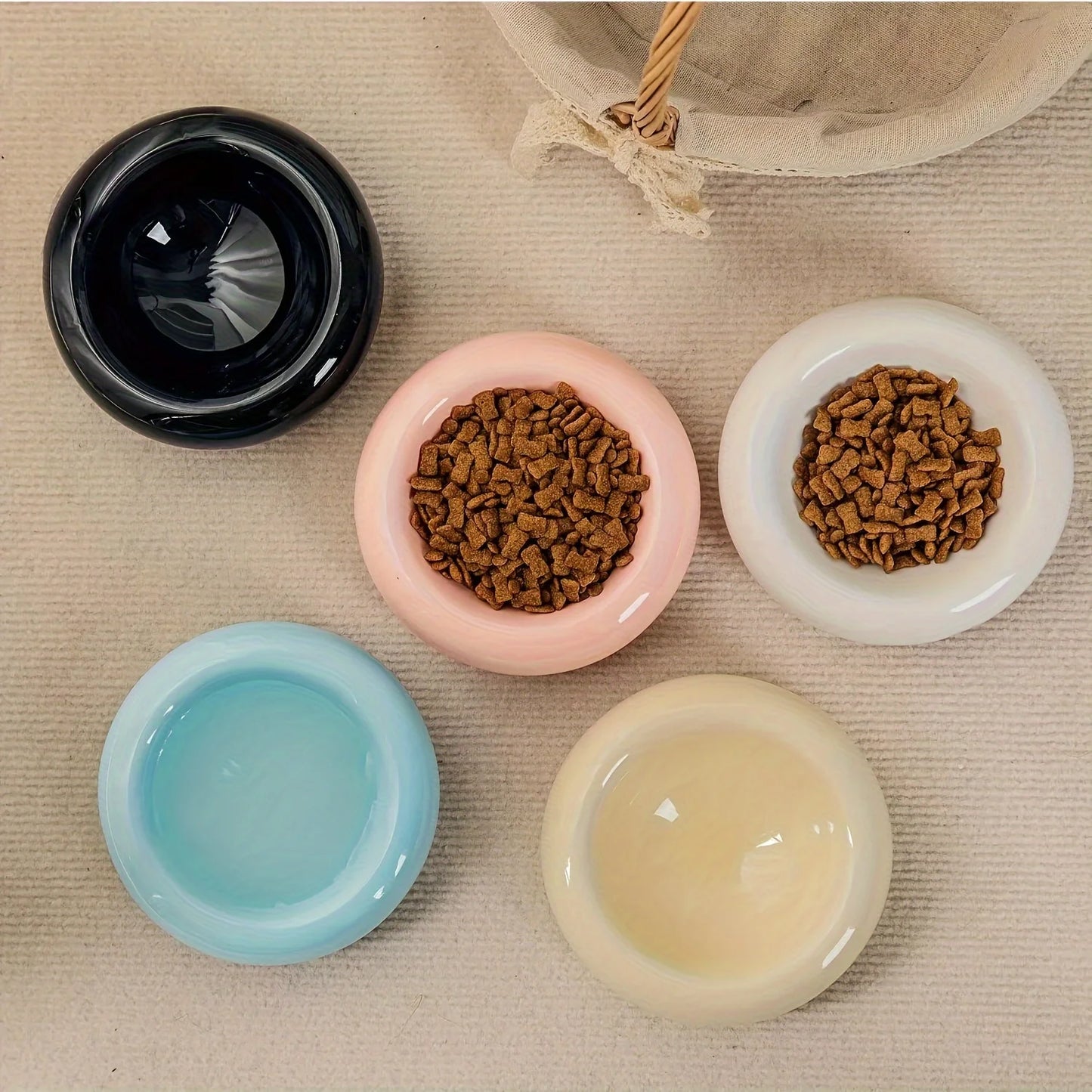 Mystery Paw Ceramic Donut Cat Bowl - Anti-Slip & Stylish