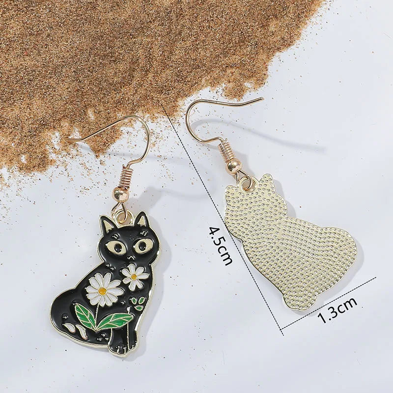 Vintage Black Pawprint Drop Earrings - Perfect Gift for Pet Lovers