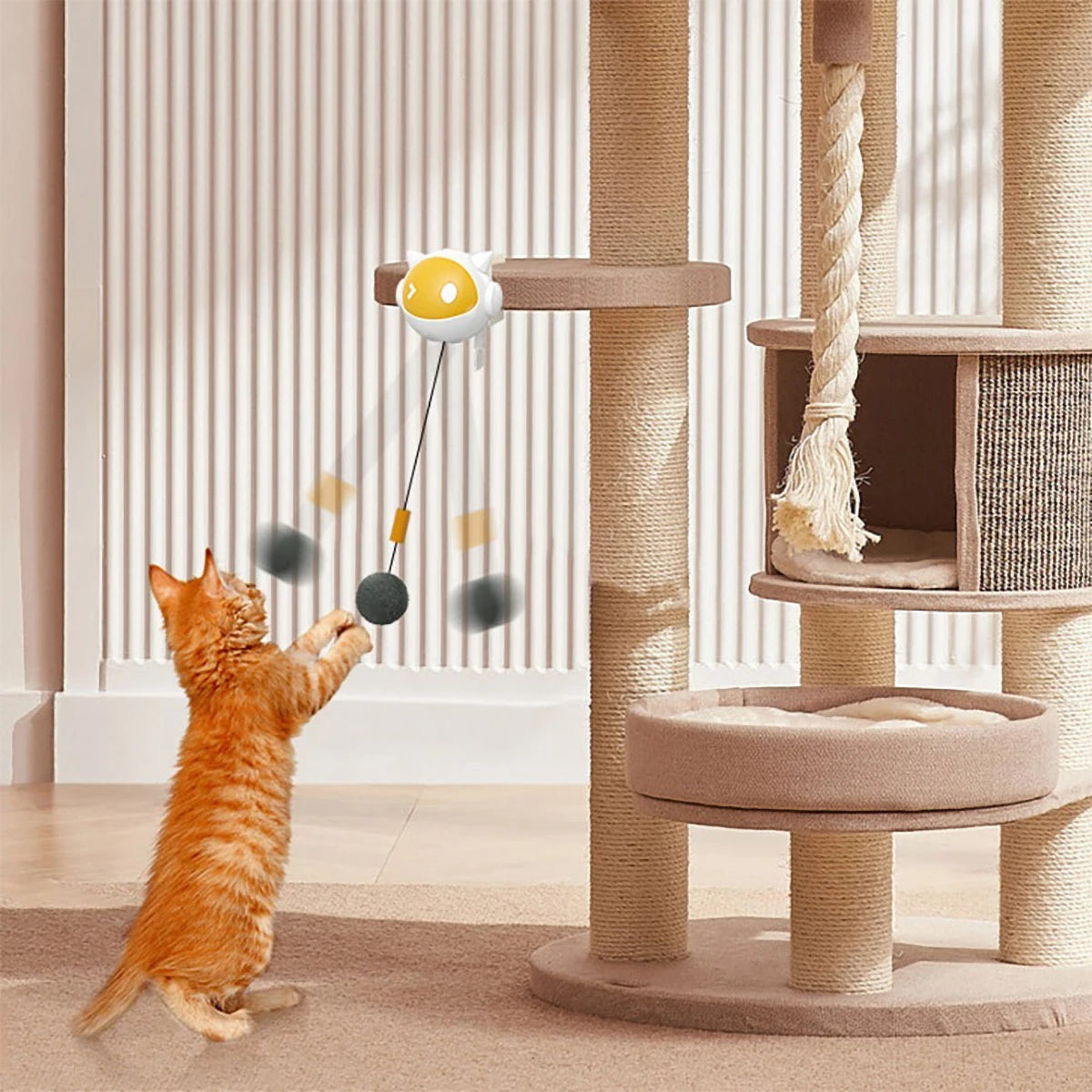 Mystery Paw Clip-On Electric Cat Toy with Replaceable Hair Ball