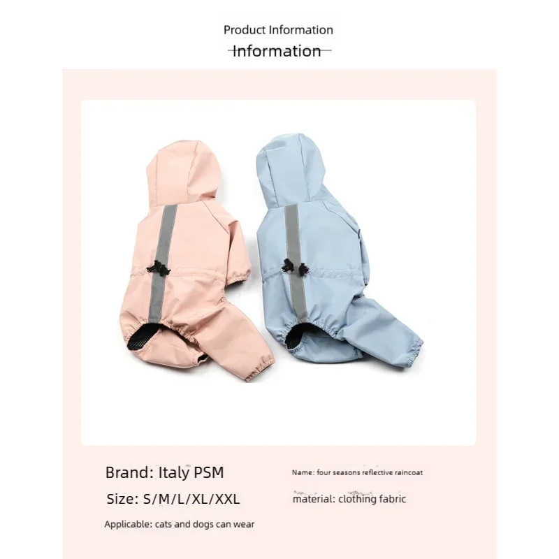 Mystery Paw Four-Legged Waterproof Dog Raincoat for Spring and Summer