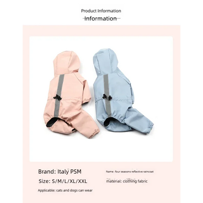 Mystery Paw Four-Legged Waterproof Dog Raincoat for Spring and Summer