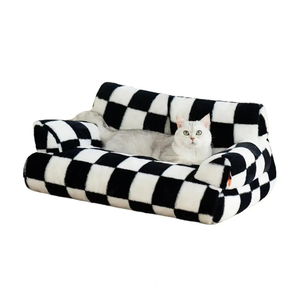 Mystery Paw Plush Pet Bed - Cozy Couch for Cats & Dogs