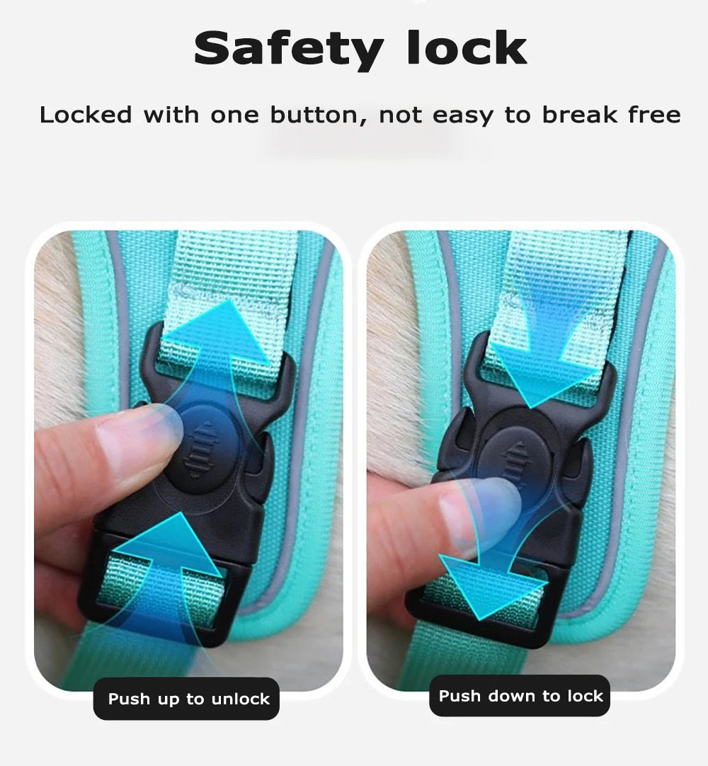 No Pull Adjustable Reflective Dog Harness with Airtag Holder - Mystery Paw