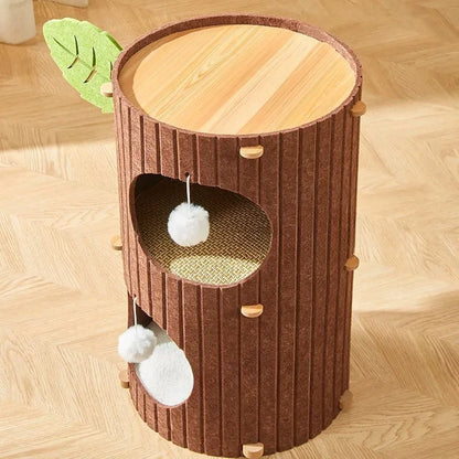 Mystery Paw Multi-layer Felt Cat Tree House & Scratcher