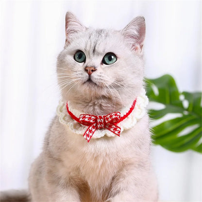 Hand-knitted Bow-knot Cat & Kitten Collar - Mystery Paw