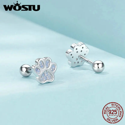Mystery Paw Sterling Silver Pink Opal Paw Earrings - Purrfect Gift!