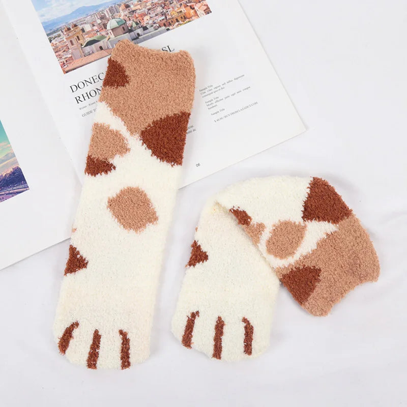 Kawaii Animal Paw Pattern Socks - Cozy 3D Dog & Cat Design