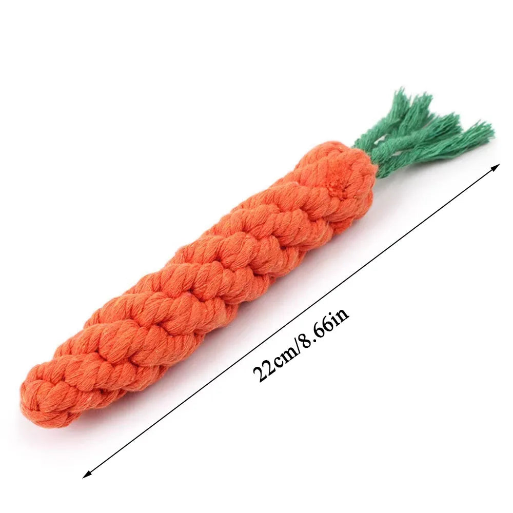 Mystery Paw Kawaii Carrot Rope Dog Chew Toy - Fun & Dental Care Combined!