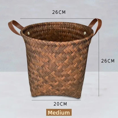 Stylish Plastic Woven Pet Toy Organizer with PU Handle