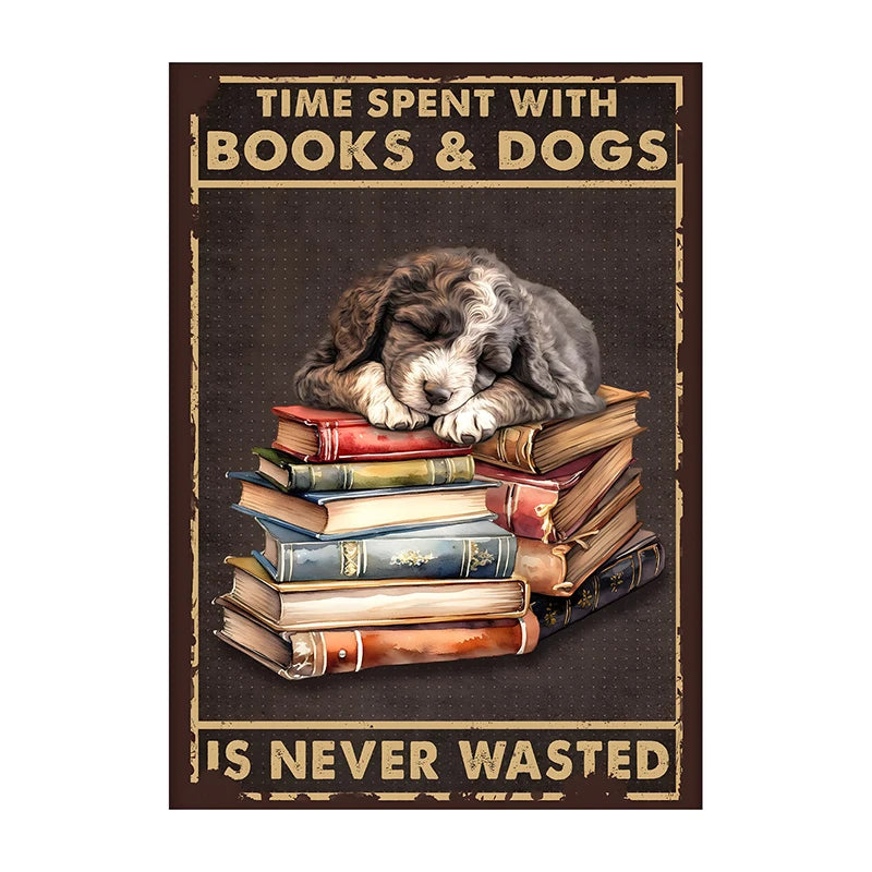 Charming Dog & Books Canvas Print - Perfect for Dog Lovers