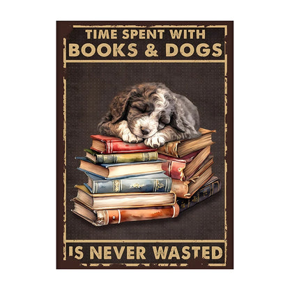 Charming Dog & Books Canvas Print - Perfect for Dog Lovers