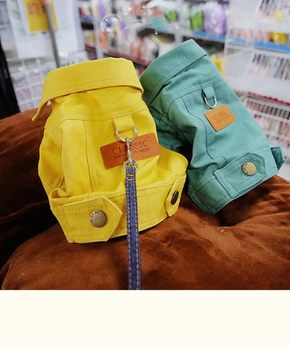 Mystery Paw Spring & Summer Dog Denim Vest with Leash Ring