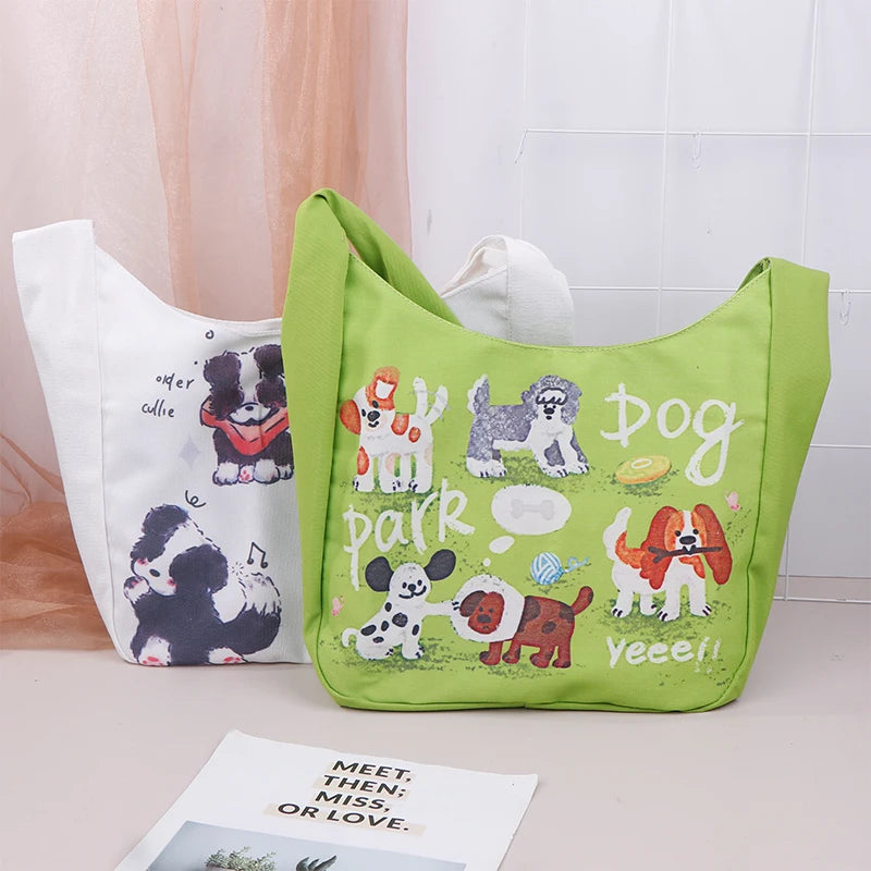 Mystery Paw Fresh Green Puppy Shoulder Bag - Stylish and Spacious Tote
