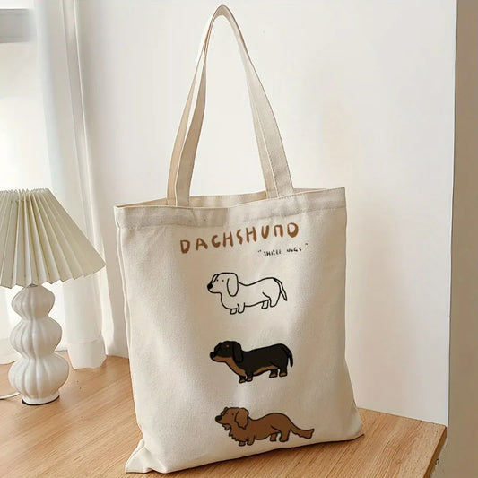 Dachshund Delight Canvas Tote Bag - Adorable Sausage Dog Design for Pet Lovers
