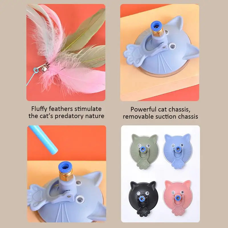 Mystery Paw Suction Cup Feather Teaser Wand - Endless Fun for Your Feline!
