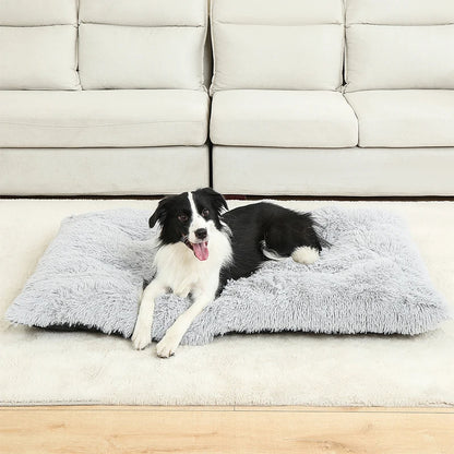 Long Plush Calming Bed - Cozy Retreat for Anxious Pets
