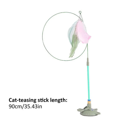Mystery Paw Suction Cup Feather Teaser Wand - Endless Fun for Your Feline!