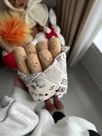 Mystery Paw Plush Pet Toys Set - French Fries, Apple, & Duck