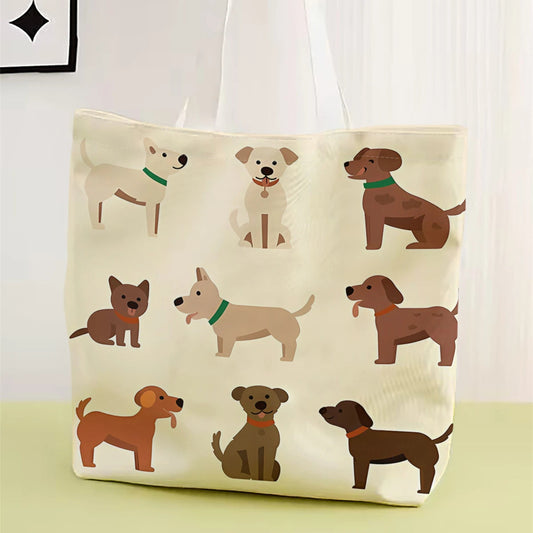 Cartoon Dog Canvas Tote - Stylish & Eco-Friendly Shopping Bag