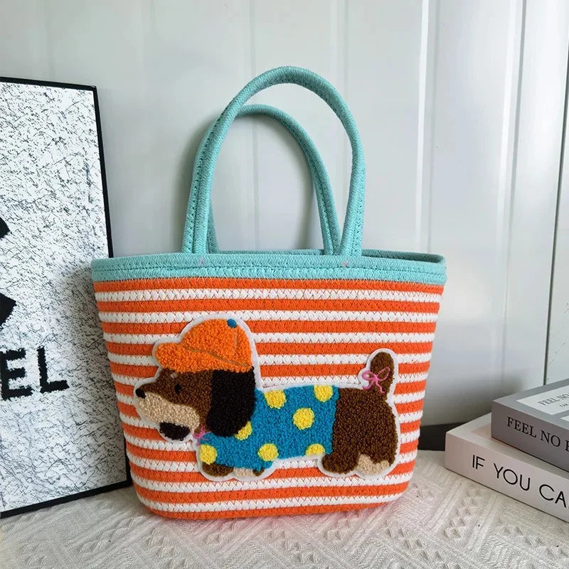 Trendy Large Capacity Cotton Rope Dog Shoulder Bag