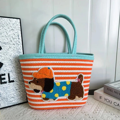 Trendy Large Capacity Cotton Rope Dog Shoulder Bag