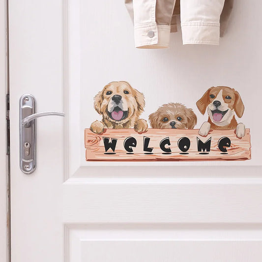 Charming Dog Welcome Wall Decal - Home Entrance Decor