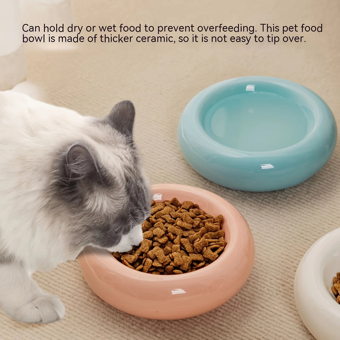 Mystery Paw Ceramic Donut Cat Bowl - Anti-Slip & Stylish