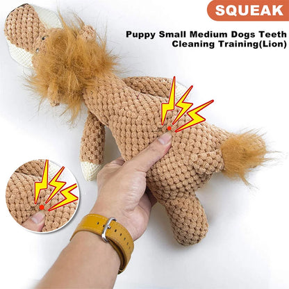Squeaky Lion, Wolf, & Elephant Plush Toys for Dogs