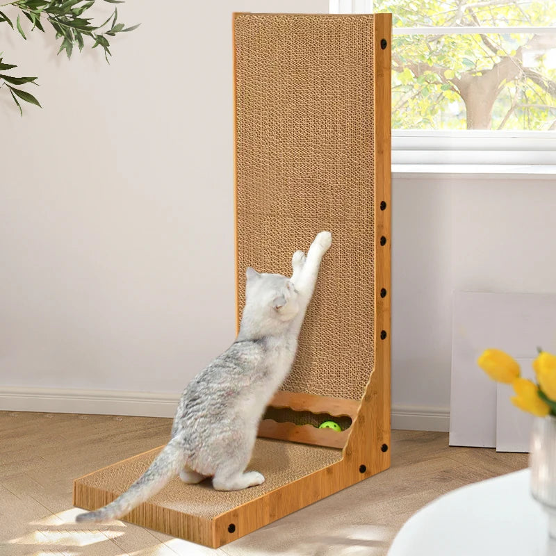 Mystery Paw Vertical Cat Scratcher Lounge with Interactive Ball Toy