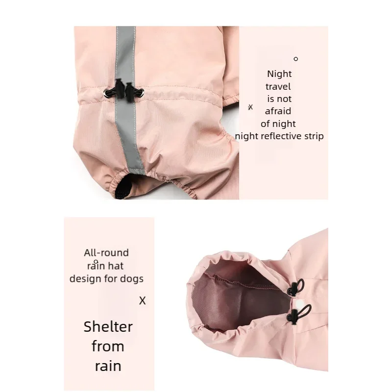 Mystery Paw Four-Legged Waterproof Dog Raincoat for Spring and Summer