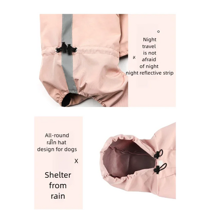 Mystery Paw Four-Legged Waterproof Dog Raincoat for Spring and Summer