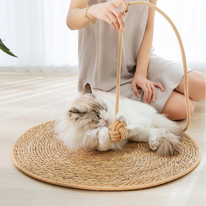 Mystery Paw Natural Rattan Cat Scratcher Mat - Elegant Floor & Furniture Protector